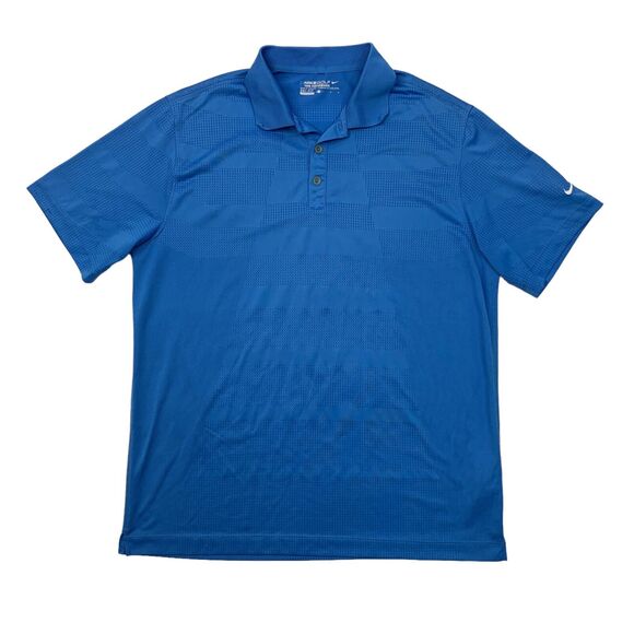 Nike Polo Shirt Men L Large Core Body Mapping Paris Blue DriFit Performance Golf - Picture 1 of 13
